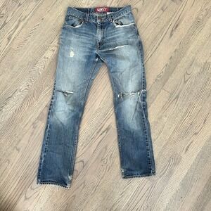 Vintage Y2K Levi's 511 Slim Jeans Size 16 28x28 Med Wash Blue Distressed Grunge